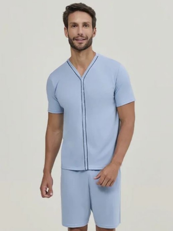 Pijama Adulto Masculino Manga Curta C/ Abertura Classic Male